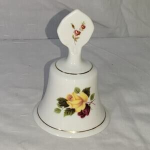 Vintage Staffordshire Fine Bone China Bell – Yellow Rose Floral Design
